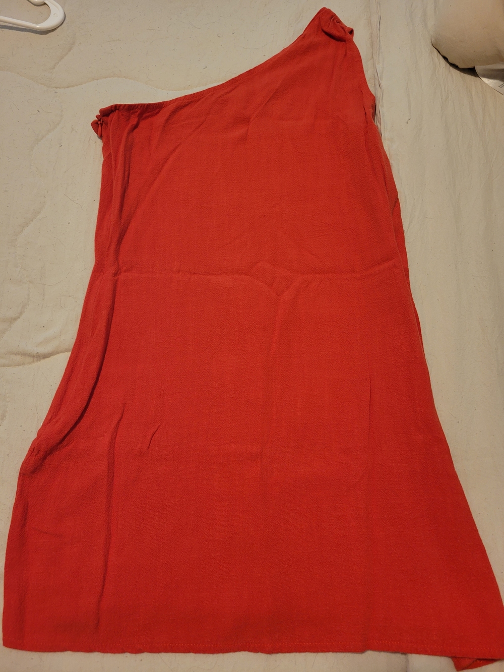 Women’s One-Shoulder Mini Dress in Coral Red